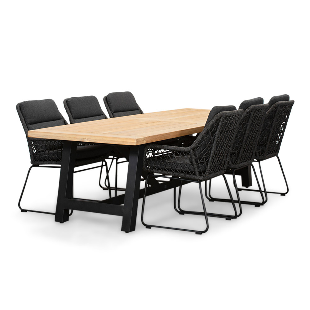 James/Valencia Lava Grey dining tuinset | 6 personen | teakhout + touw | 260cm afbeelding