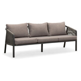 Detroit stoel-bank loungeset 5 personen | aluminium + touw | antraciet | 4-delig