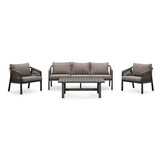 Detroit stoel-bank loungeset 5 personen | aluminium + touw | antraciet | 4-delig