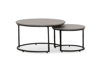 Aurora koffietafel set van 2 | betonlook + staal