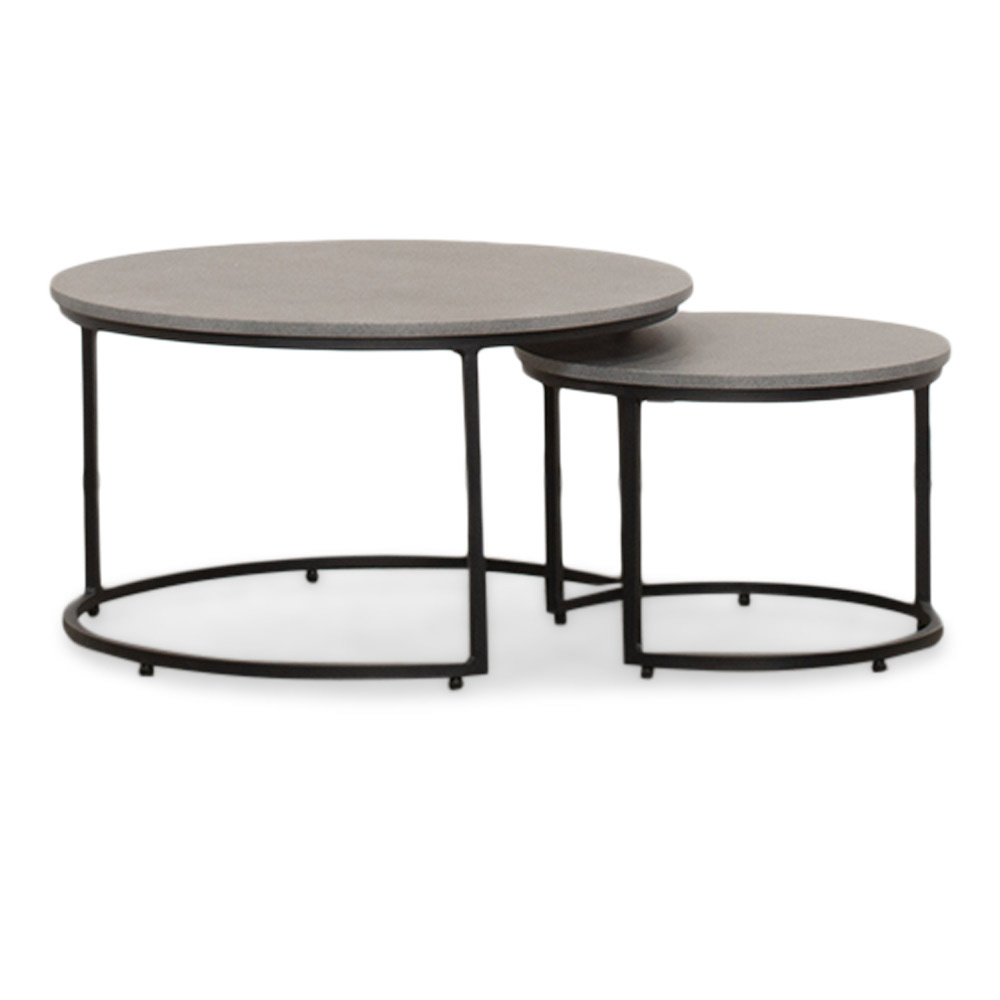 Aurora koffietafel set van 2 | betonlook + staal