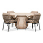 BUITEN living Joep/Dakota beige/antraciet dining tuinset | 4 personen | travertin + touw | 135cm rond