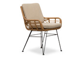 Carlos dining tuinstoel met kussens | wicker + RVS | Bamboo taupe