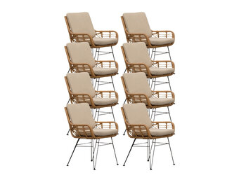Carlos dining tuinstoel set van 8 | wicker + RVS | Bamboo taupe
