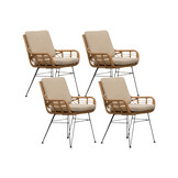 Carlos dining tuinstoel set van 4 | wicker + RVS | Bamboo taupe