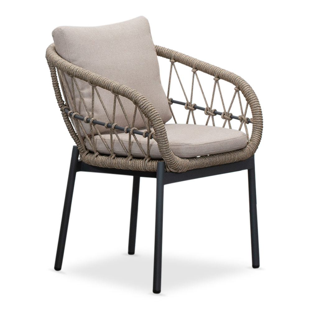 Dakota dining tuinstoel | touw + aluminium | beige/antraciet