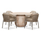BUITEN living Joep/Rico zand dining tuinset | 4 personen | travertin + aluminium | 135cm rond