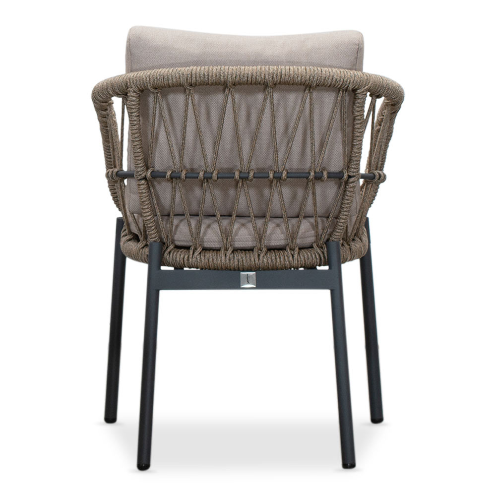 Lorento/Dakota beige/antraciet dining tuinset | 4 personen | travertin + touw | 200cm