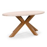 Lorento/Rico zand dining tuinset | 4 personen | travertin + touw | 200cm