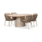 BUITEN living Max/Dakota beige/wit dining tuinset | 4 personen | travertin + touw | 200cm ovaal