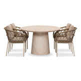 Max/Dakota beige/wit dining tuinset | 4 personen | travertin + touw | 200cm ovaal