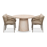 Max/Rico zand dining tuinset | 4 personen | travertin + aluminium | 200cm ovaal