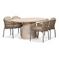 BUITEN living Max/Rico zand dining tuinset | 4 personen | travertin + aluminium | 200cm ovaal