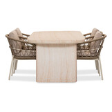 Mees/Dakota beige/wit dining tuinset | 4 personen | travertin + touw | 200cm
