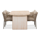 Mees/Rico zand dining tuinset | 4 personen | travertin + aluminium | 200cm