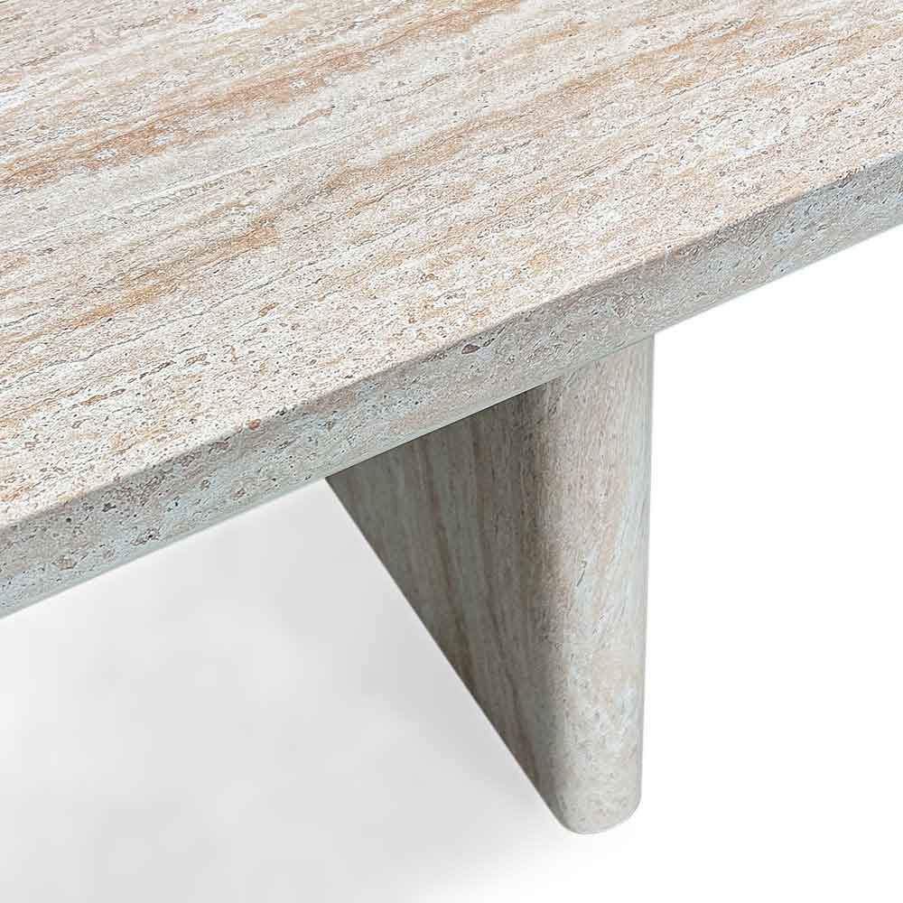 Mees/Rico zand dining tuinset | 4 personen | travertin + aluminium | 200cm