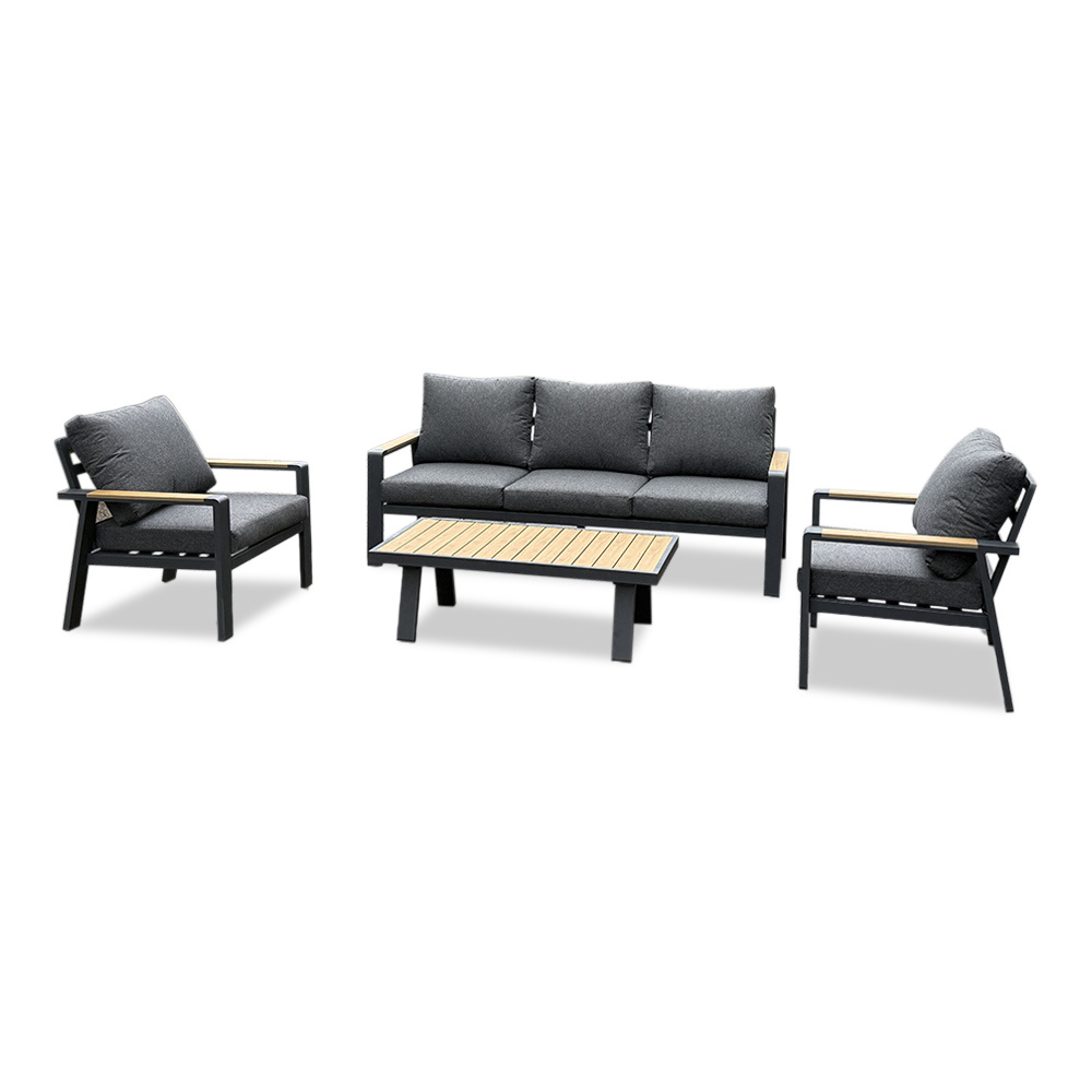 Lola stoel-bank loungeset 5 personen | aluminium + polywood | antraciet | 4-delig