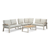 Seattle hoek loungeset 6 personen | aluminium + polywood | beige | 5-delig - 270x210cm