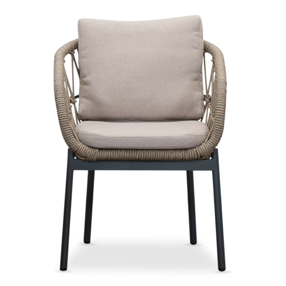 Lorento/Dakota beige/antraciet dining tuinset | 6 personen | travertin + touw | 240cm