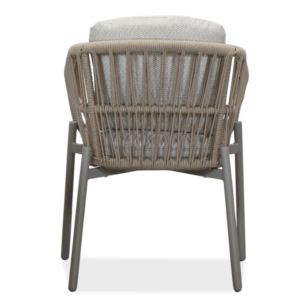 Lorento/Rico zand dining tuinset | 6 personen | travertin + touw | 240cm