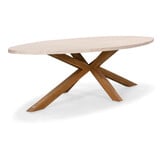 Lorento/Rico zand dining tuinset | 8 personen | travertin + touw | 280cm