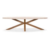 Lorento/Rico zand dining tuinset | 8 personen | travertin + touw | 280cm