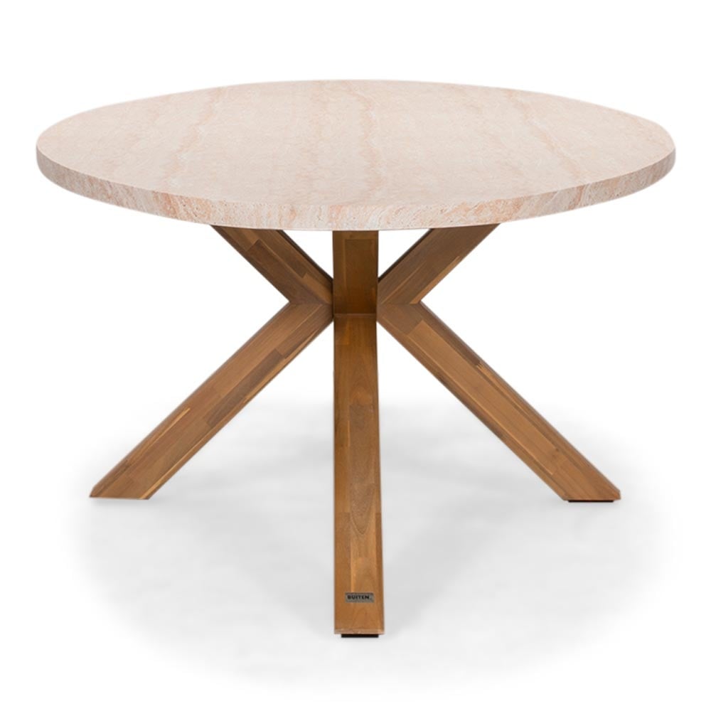 Lorento/Rico zand dining tuinset | 8 personen | travertin + touw | 280cm