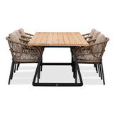Elena/Dakota beige/antraciet dining tuinset | 6 personen | teakhout + touw | 240cm
