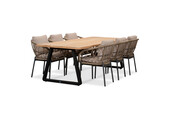 Elena/Dakota beige/antraciet dining tuinset | 6 personen | teakhout + touw | 240cm