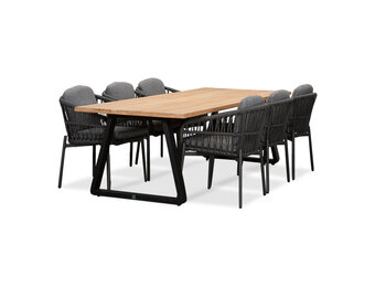 Elena/Rico charcoal dining tuinset | 6 personen | teakhout + aluminium | 240cm