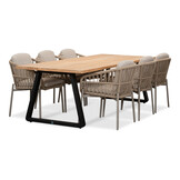 Elena/Rico zand dining tuinset | 6 personen | teakhout + aluminium | 240cm
