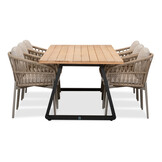 Elena/Rico zand dining tuinset | 6 personen | teakhout + aluminium | 240cm