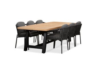 James/Rico charcoal dining tuinset | 6 personen | teakhout + aluminium | 260cm