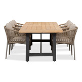 James/Rico zand dining tuinset | 6 personen | teakhout + aluminium | 260cm
