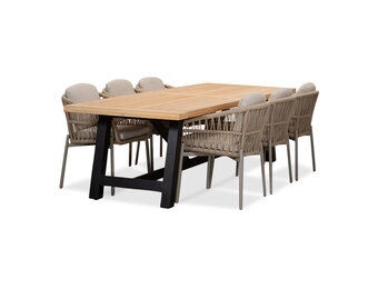 James/Rico zand dining tuinset | 6 personen | teakhout + aluminium | 260cm
