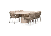 Max/Dakota beige dining tuinset | 6 personen | travertin + touw | 240cm ovaal