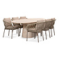 BUITEN living Max/Dakota beige dining tuinset | 6 personen | travertin + touw | 240cm ovaal