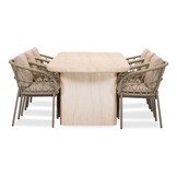 Mees/Dakota beige dining tuinset | 6 personen | travertin + touw | 240cm