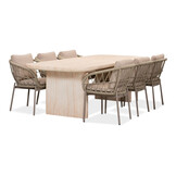 Mees/Dakota beige dining tuinset | 6 personen | travertin + touw | 240cm