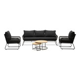 Valencia/Aurora stoel-bank loungeset 5 personen | touw + teakhout | Lava Grey | 5-delig