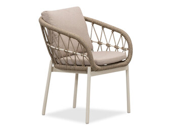 Dakota dining tuinstoel | touw + aluminium | beige/wit