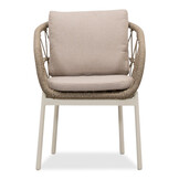 Lorento/Dakota beige/wit dining tuinset | 4 personen | travertin + touw | 200cm