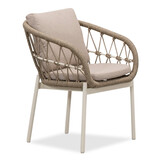 Lorento/Dakota beige/wit dining tuinset | 4 personen | travertin + touw | 200cm