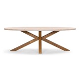 Lorento/Dakota beige/wit dining tuinset | 6 personen | travertin + touw | 240cm