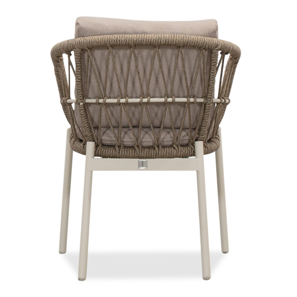 Lorento/Dakota beige/wit dining tuinset | 8 personen | travertin + touw | 280cm