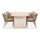Mees/Dakota beige/wit dining tuinset | 6 personen | travertin + touw | 240cm