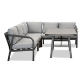 Attica dining loungeset 6 personen | aluminium + touw | antraciet | 4-delig - 265x204cm
