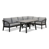Attica dining loungeset 6 personen | aluminium + touw | antraciet | 4-delig - 265x204cm