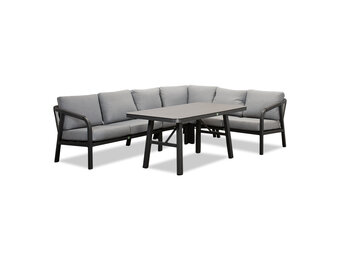 Attica dining loungeset 6 personen | aluminium + touw | antraciet | 4-delig - 265x204cm