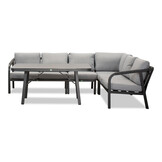 Attica dining loungeset 6 personen | aluminium + touw | antraciet | 4-delig - 265x204cm